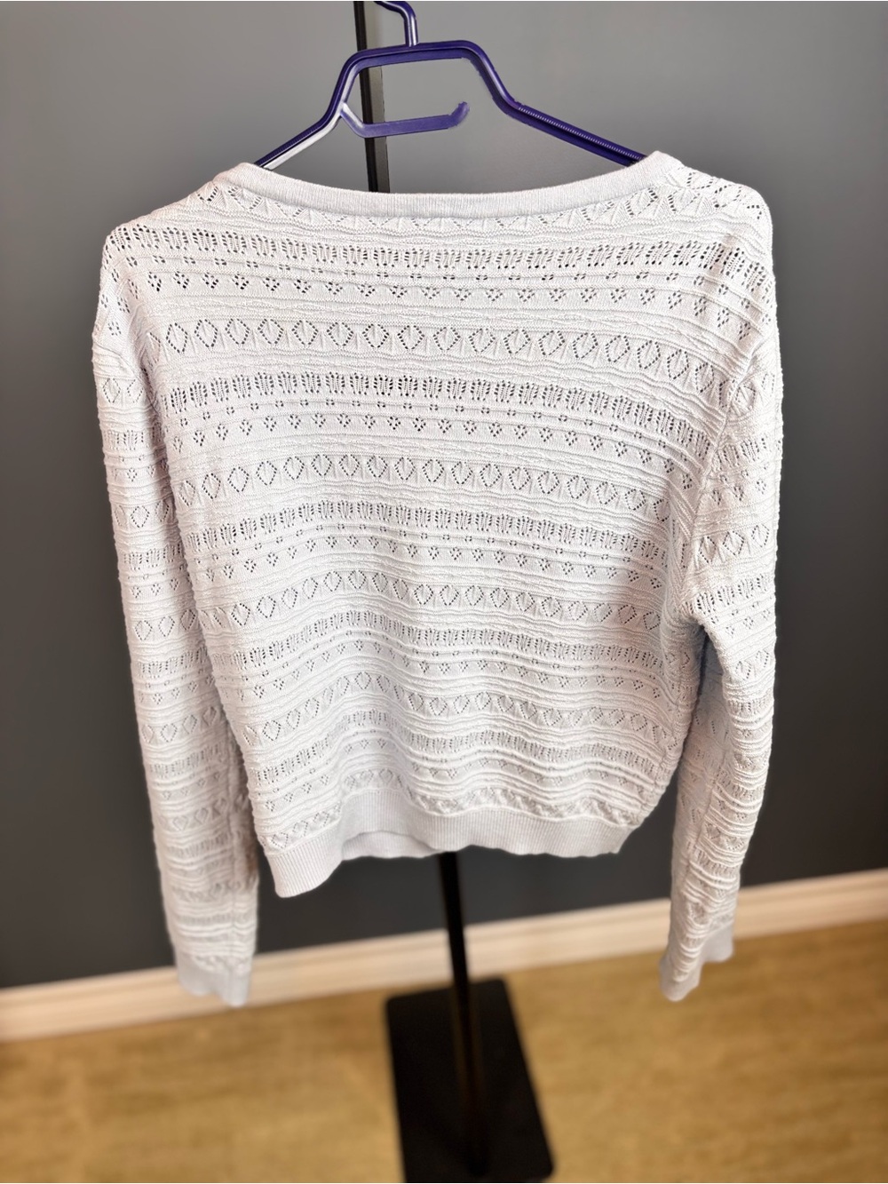 twik Pale Blue Lace-Pattern V-Neck Cardigan - Picture 8 of 8